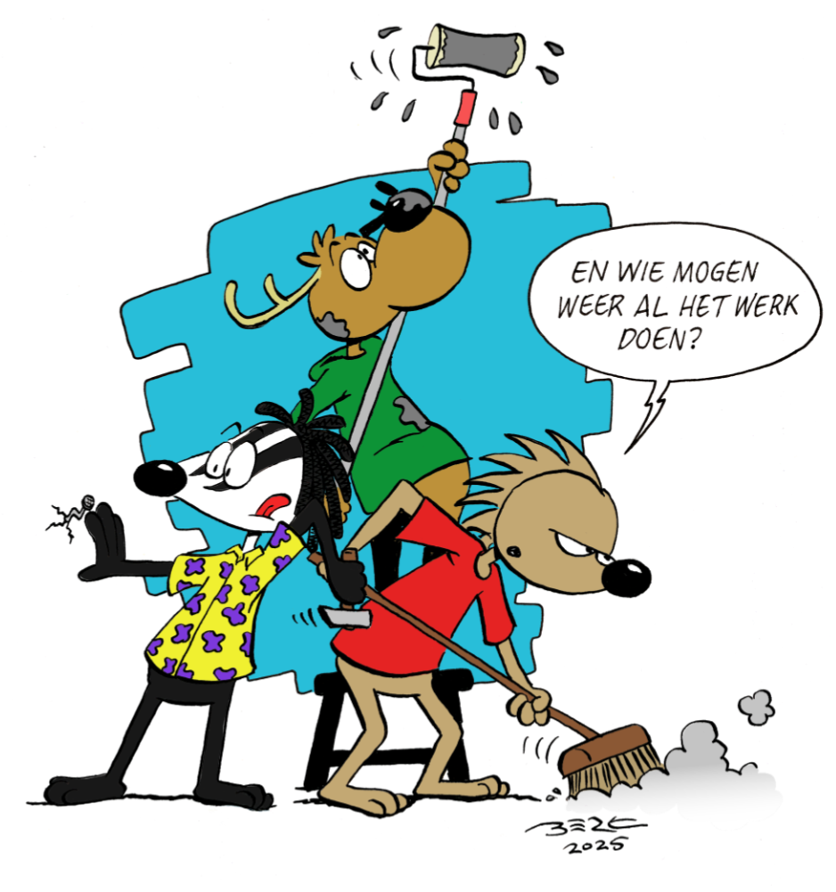 Hangover, Dave en Sven zijn aan het klussen. Hangover klaagt dat zij al het zware werk moeten doen.